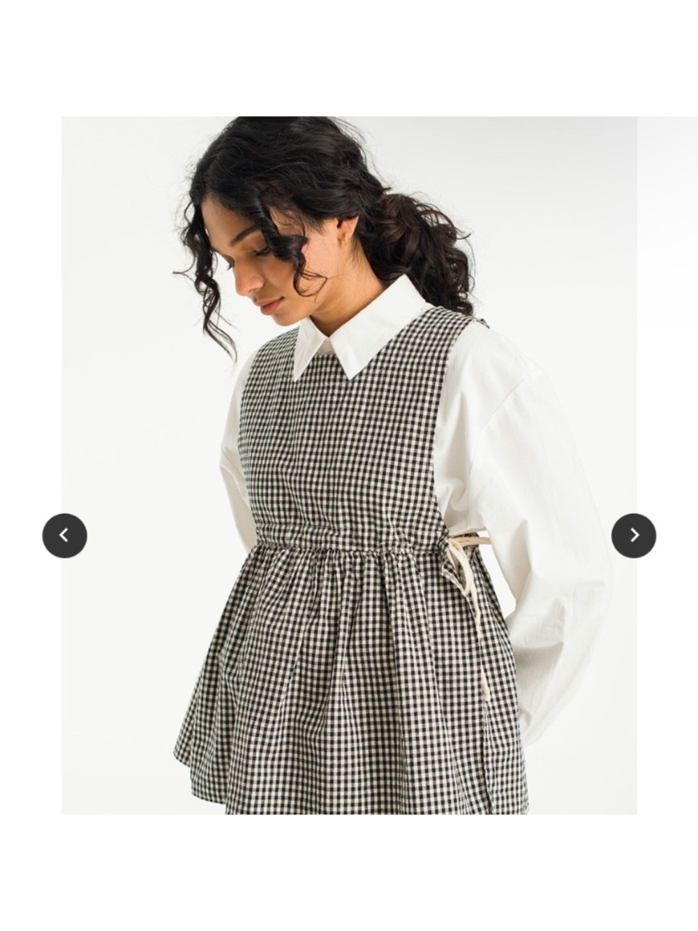 Checked Peplum Camisole Top in Black & White - Women